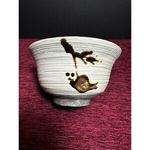 Japanese Matcha Tea Ceremony Bowl Chawan, Hakeme Style, Marked
